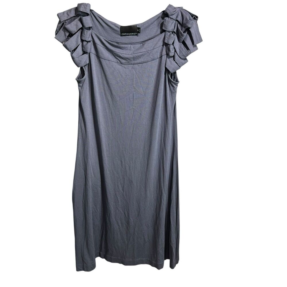 Cynthia Rowley Gray Casual Dress Womens M Cap Sleeve Boat Neck soft preppy cute